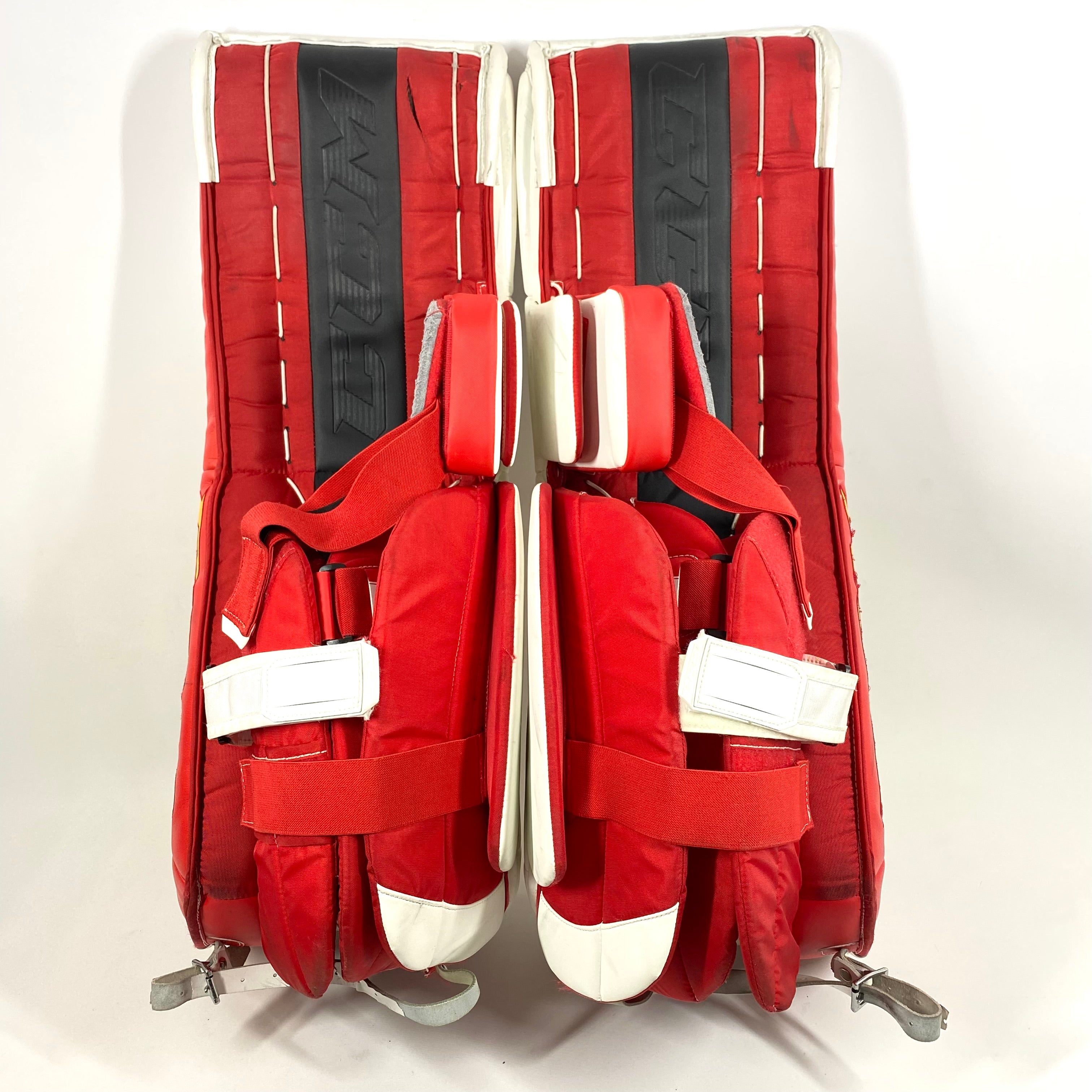 CCM Extreme Flex 5 - Ensemble complet de gardien de but senior Pro Stock d'occasion - Droitier (blanc/noir/rouge/jaune)